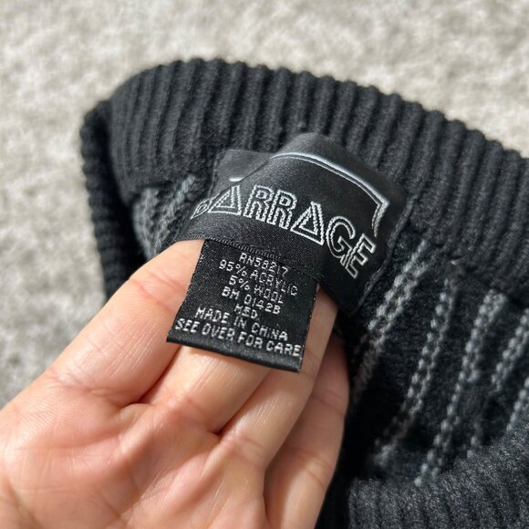 Vtg Barrage Coogi Style Sweater Mens M Black/Gray 3D Geometric Knit Pullover - Picture 3 of 10